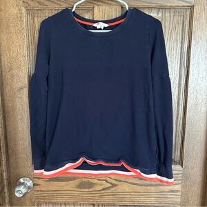 Boden Navy Long Sleeve Top with Red Trim